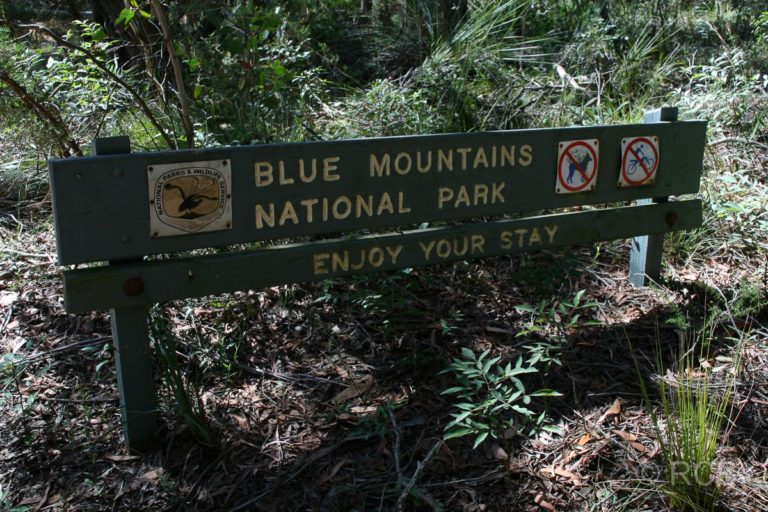 Schild im Blue Mountains National Park