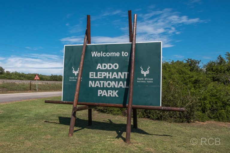Einfahrtsschild zum Addo Elephant National Park