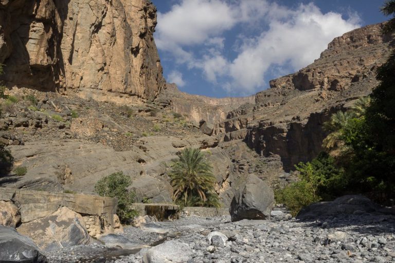im Wadi Nakhar, links der Bewässerungskanal