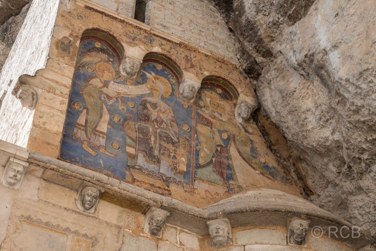 Rocamadour, Fresko an der Außenwand der Kapelle St. Michel