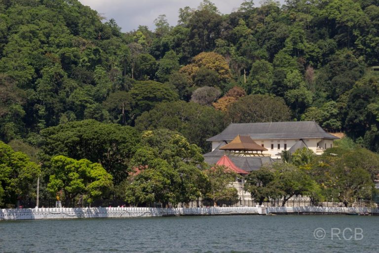 Blick über den See von Kandy auf den Zahntempel