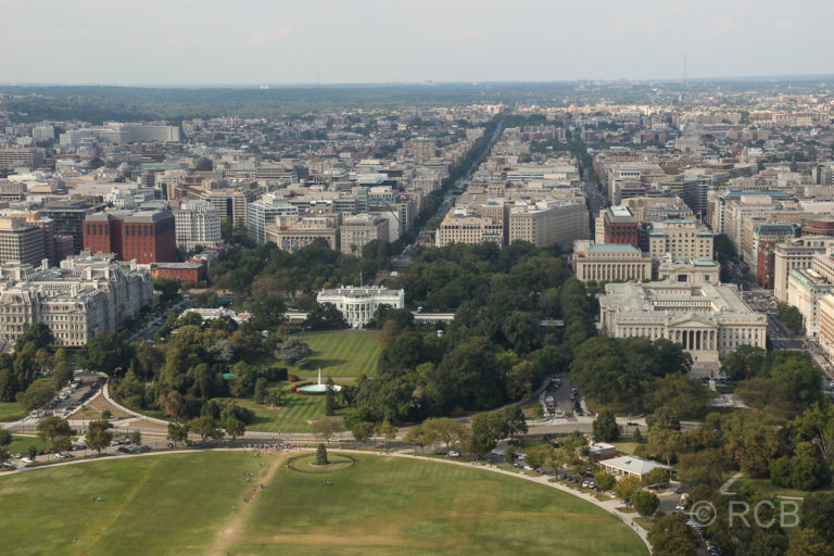Blick vom Washington Monument auf das Weiße Haus