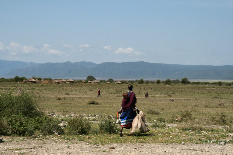 Massaifrau auf dem Weg zu ihrem Dorf