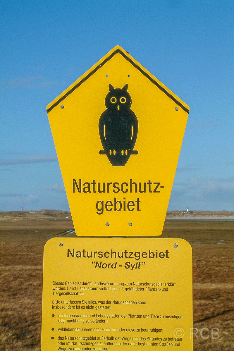 Schild im Naturschutzgebiet "Nord-Sylt"