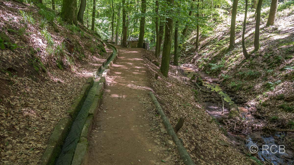 Wanderweg mit Zuleitungskanal zur Walddusche