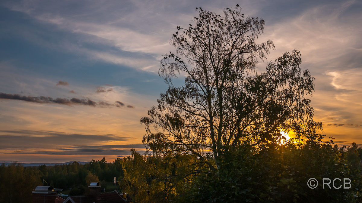 Sonnenuntergang bei Vikarbyn, von der Terrasse unseres Bed & Breakfasts aus gesehen