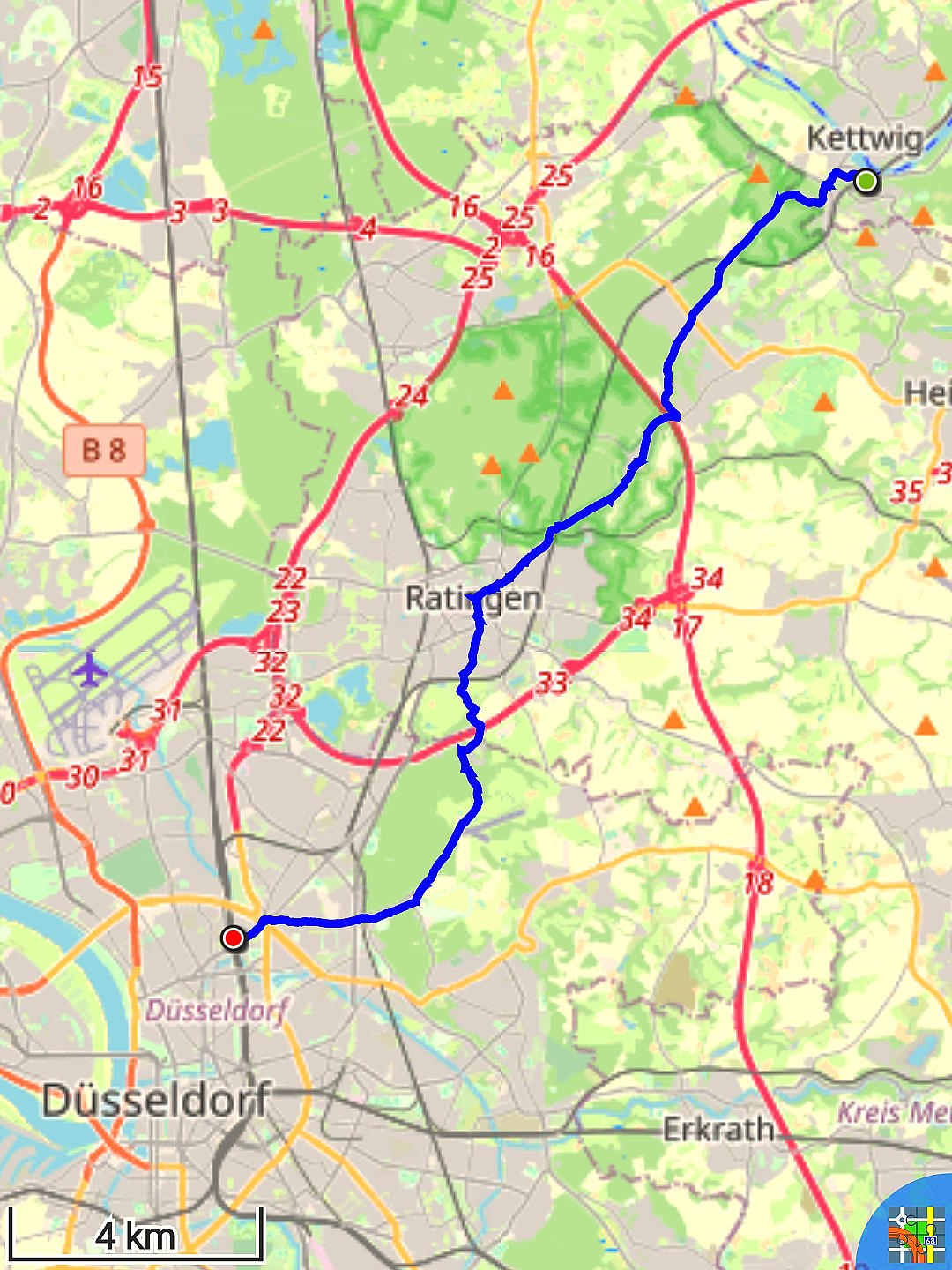 Track des Jakobsweg von Essen-Kettwig nach Düsseldorf-Derendorf
