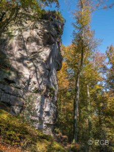 Felsen und Herbstlaub