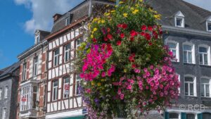 Blumenschmuck vor Häusern