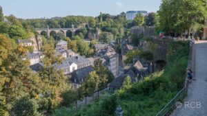 Blick von der Oberstadt auf den Stadtteil Grund